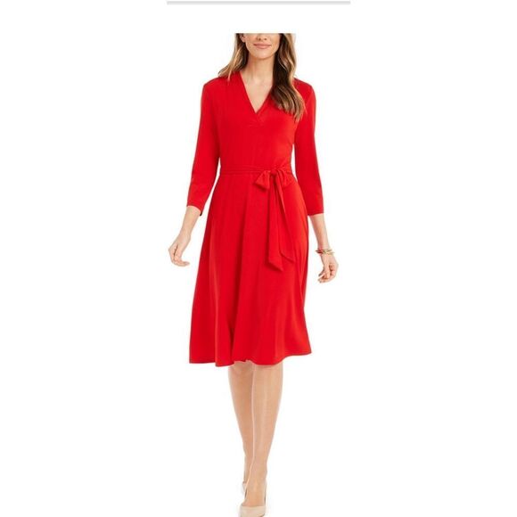 Charter Club 3/4-Sleeve Midi Dress Ravishing Red S - Picture 1 of 4